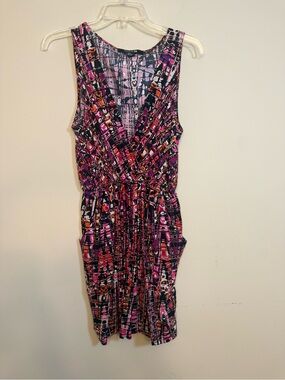 Forever 21 Sleeveless Wrap-Style Dress in Pink, Black and Orange